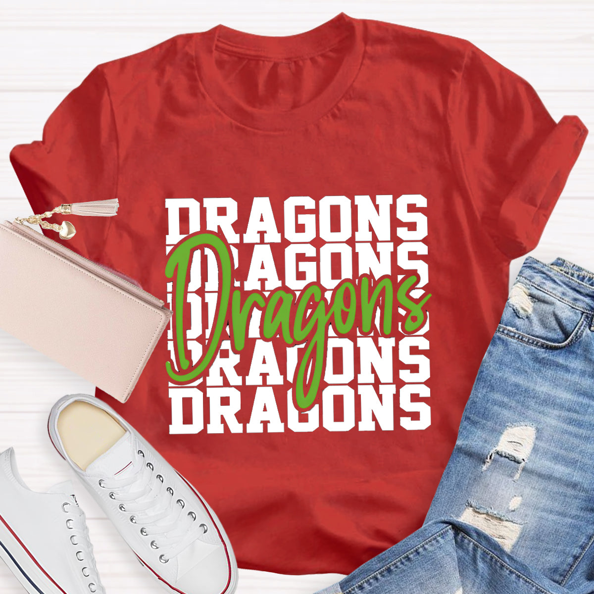 Personalized Mascot Game Day Dragons Teacher T-Shirt