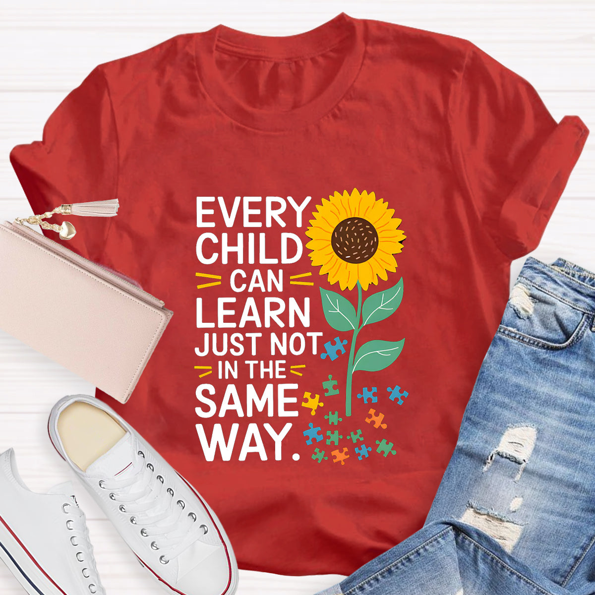 Every Child Can Learn Just Not In The Same Way Sunflower T-Shirt
