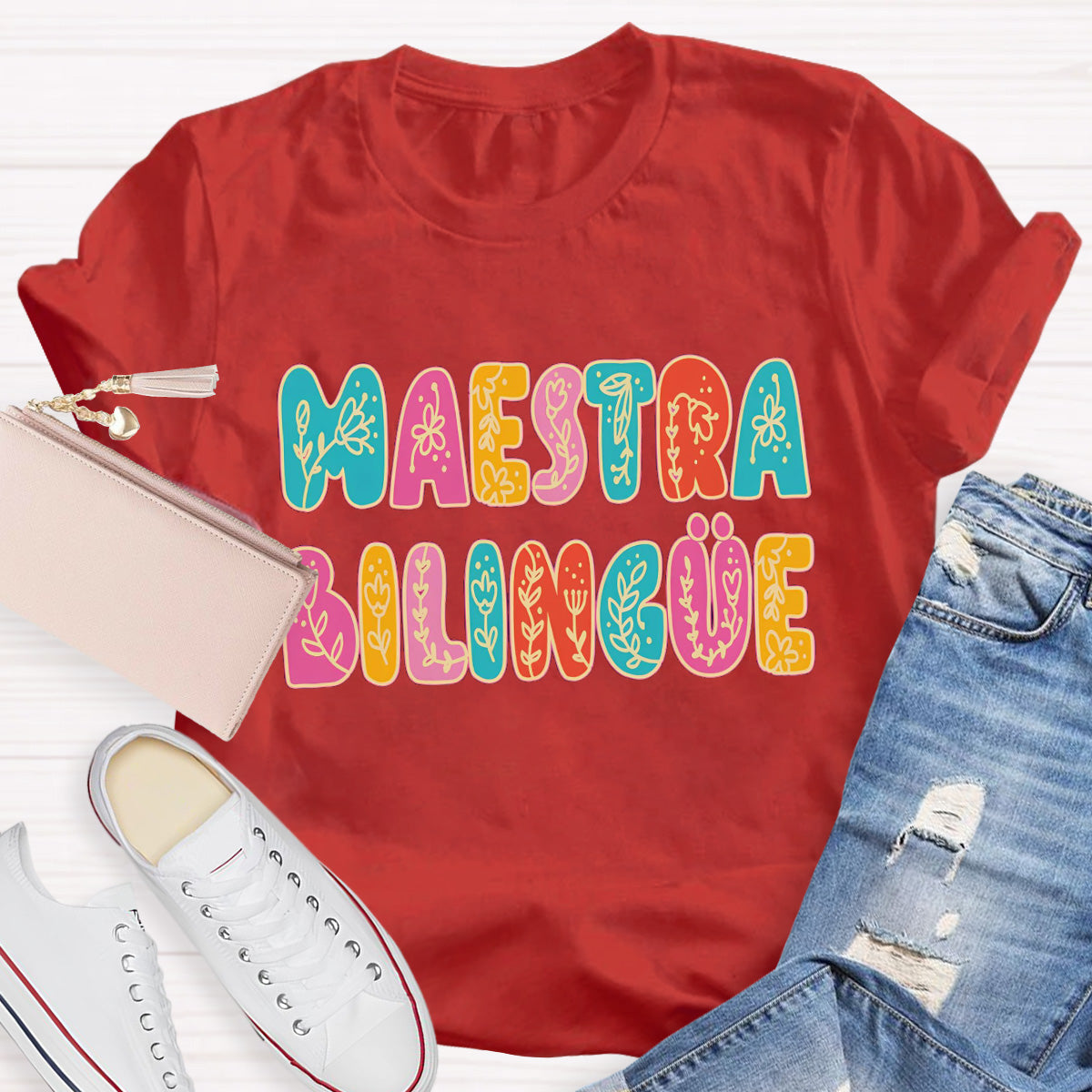 Maestra Flower Teacher T-Shirt