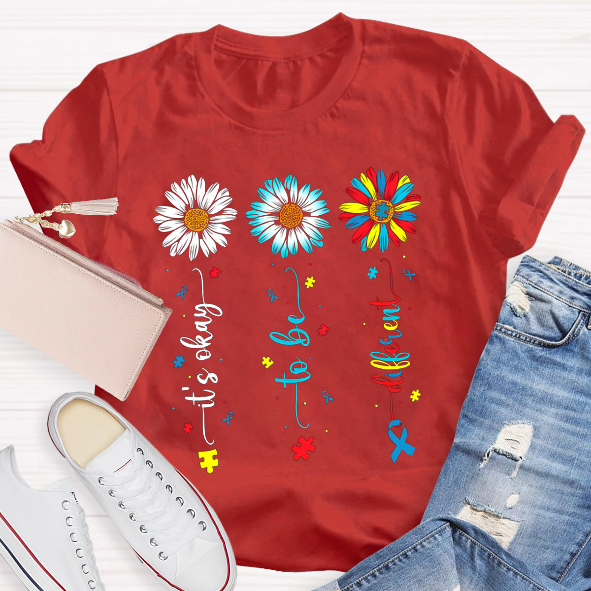It's OK To Be Different Flower Teacher T-Shirt