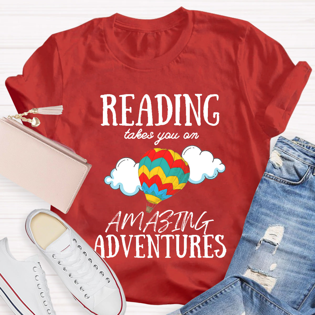 Reading Takes You On Amazing  Adventures Teacher T-Shirt