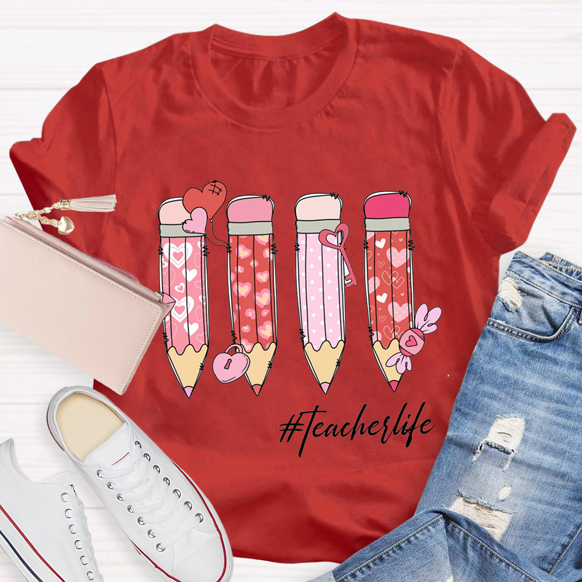 Valentine Pencils Teacher T-Shirt