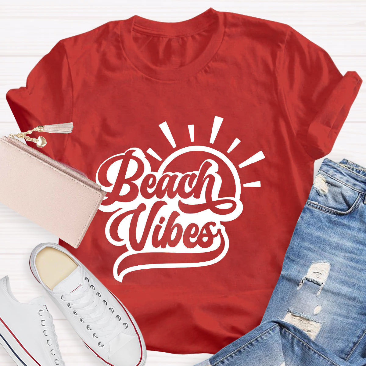 Beach Vibes Summer Break Teacher T-Shirt