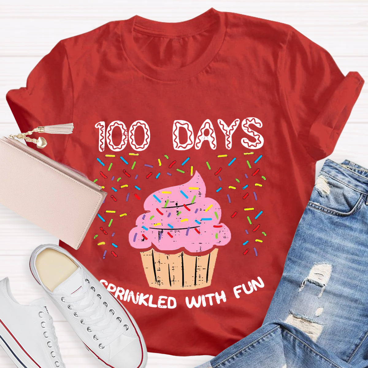 100 Days Sprinkled With Fun Cupcake Teacher T-Shirt
