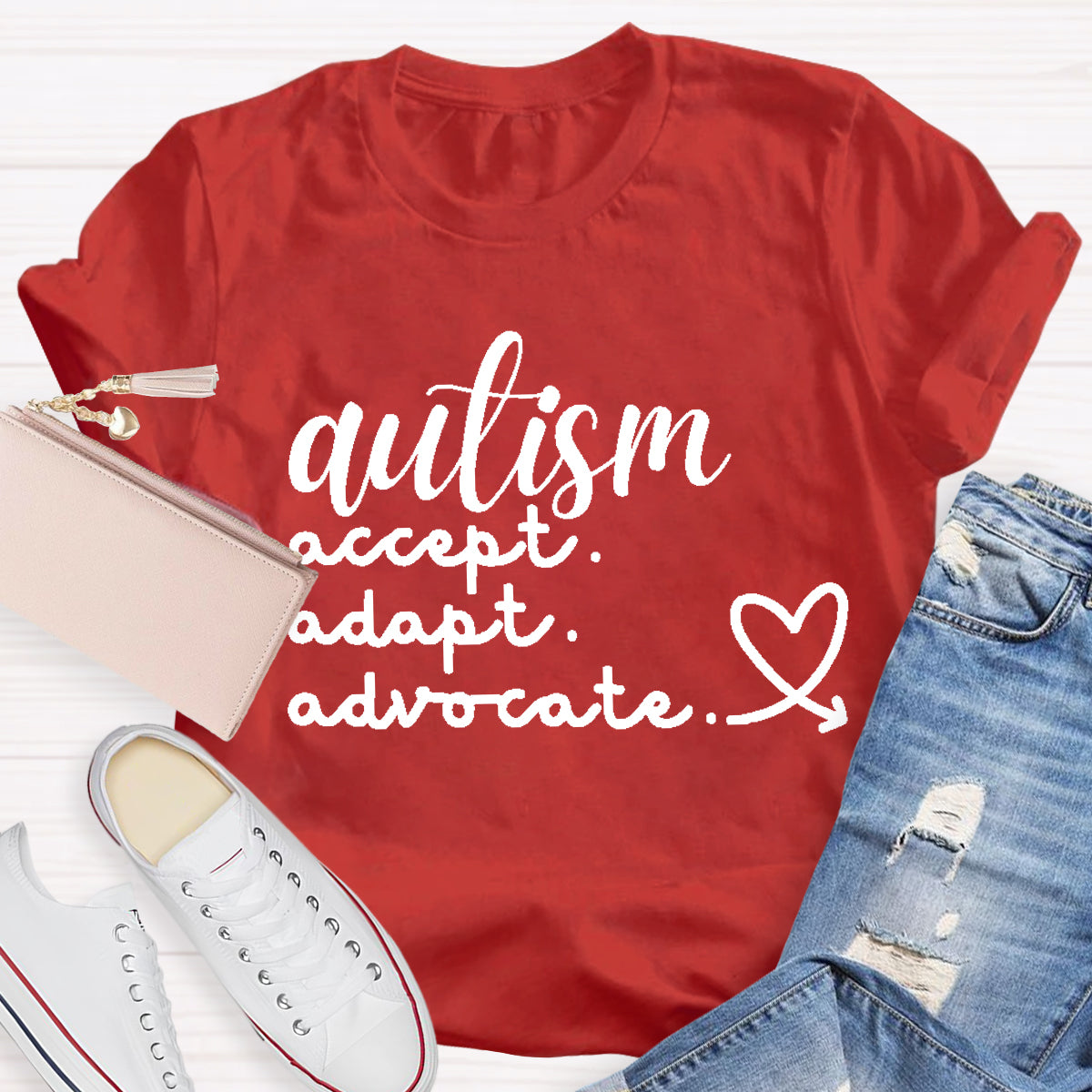 Autism Accept  Adapt Advocate Teacher T-Shirt