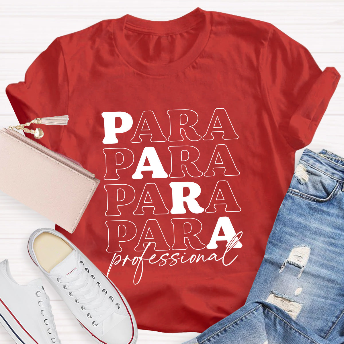 Para Profession Black Letters Teacher T-Shirt