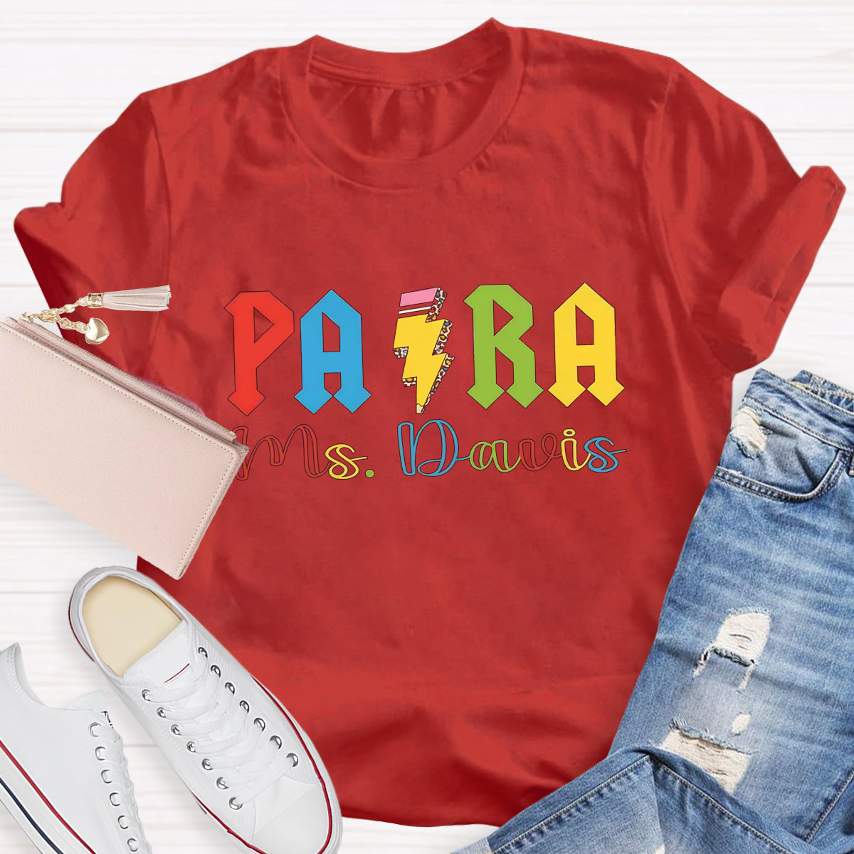 Personalized Para Teacher Name Pencil T-Shirt