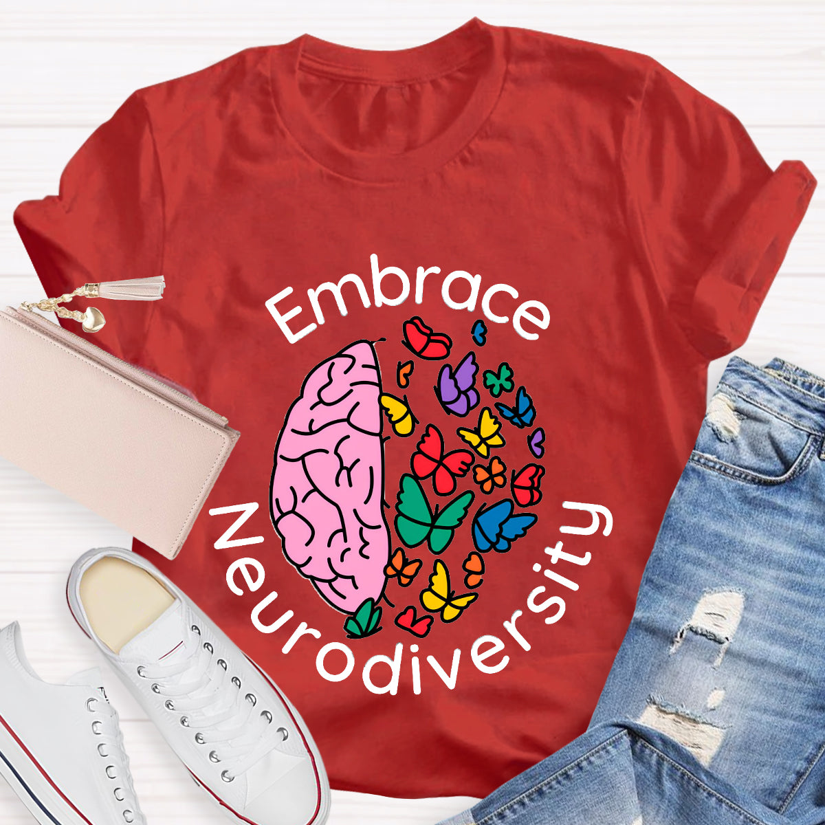 Embrace Neurodiversity Brain Butterfly T-Shirt