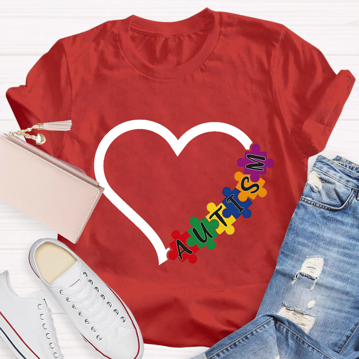 Autism Heart Teacher T-Shirt