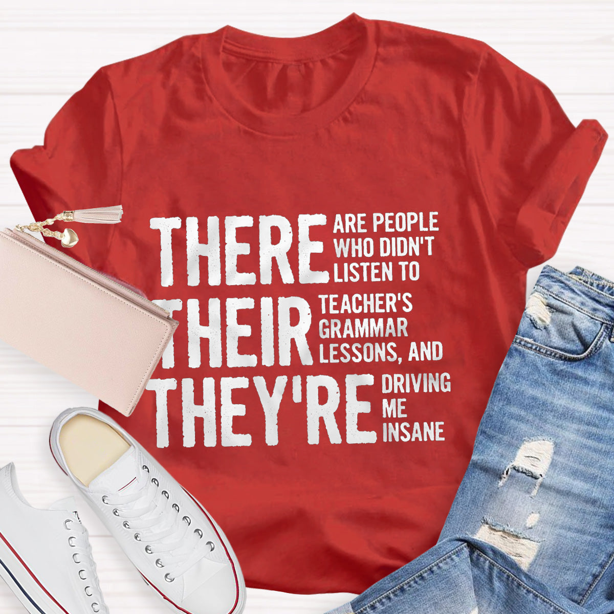 Grammar  Lessons Black Letters Teacher T-Shirt