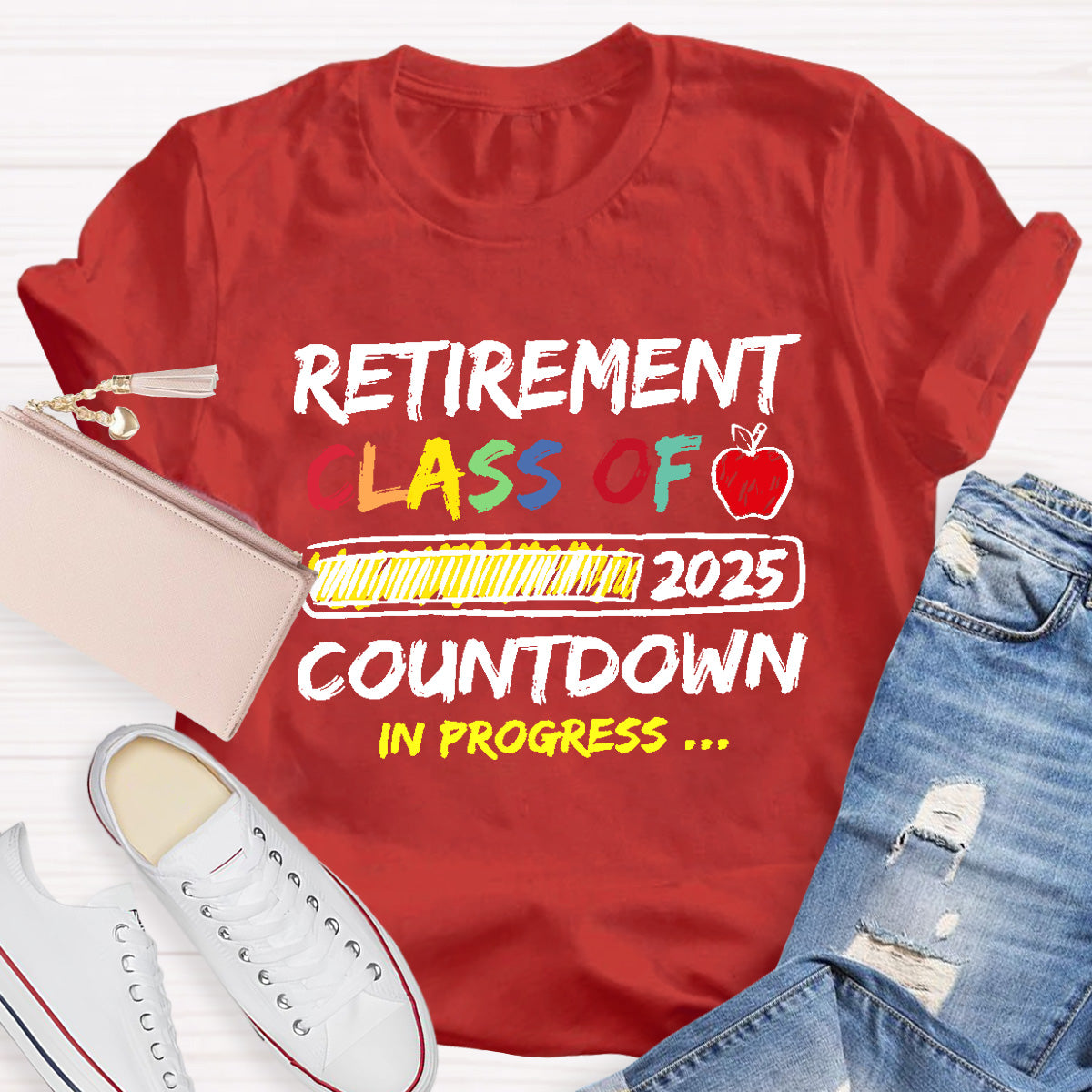 Personalized Retirement Year Class Countdown In Progress Teacher T-Shirt