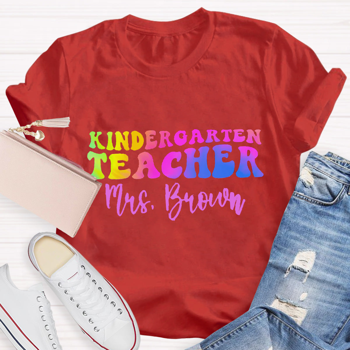 Personalized Name Kindergarten Teacher T-Shirt