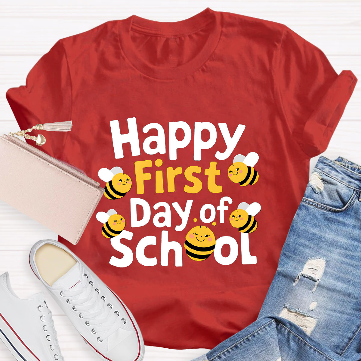 Happy First Day Of School Funny Bee Teacher T-Shirt