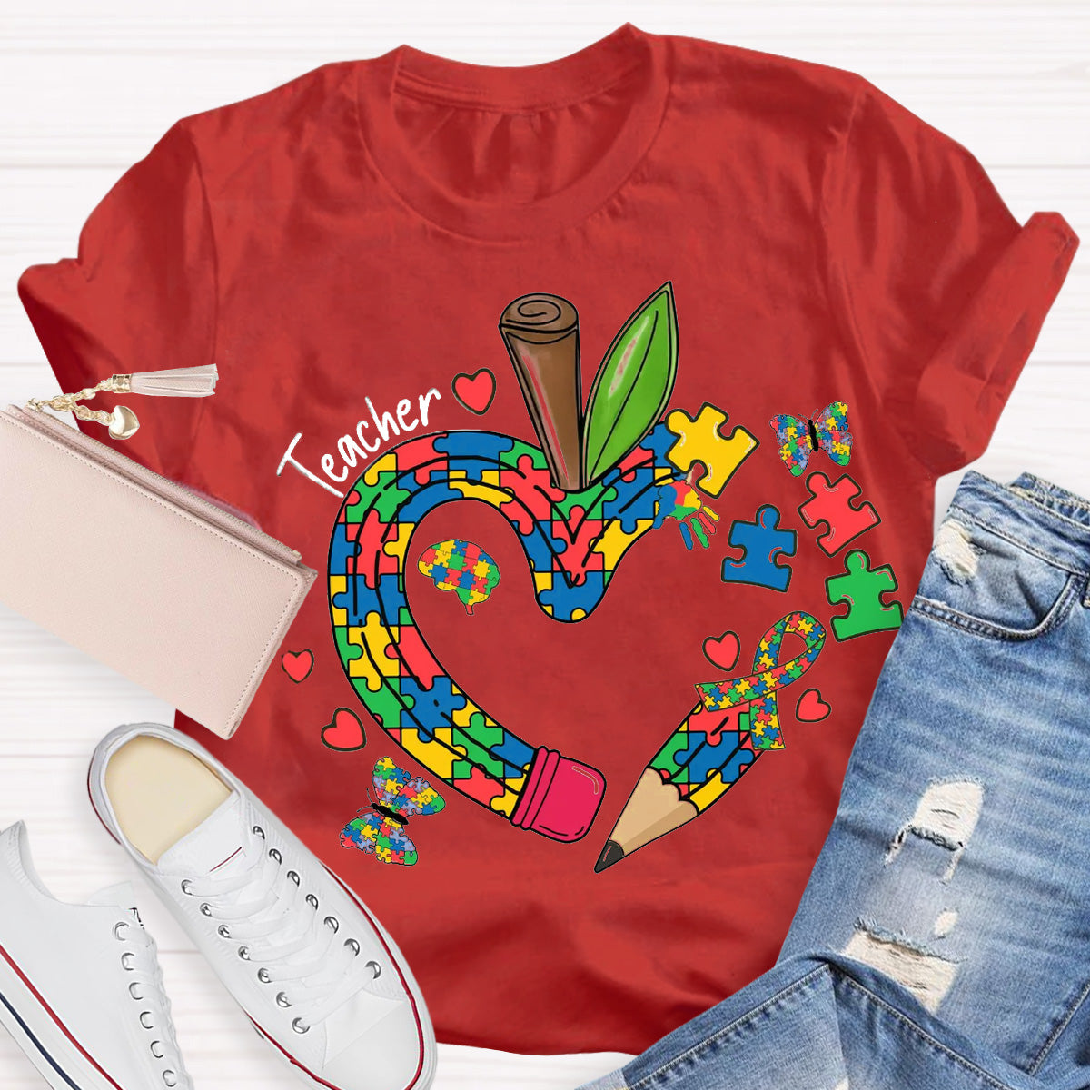 Teacher Apple Pencil Teacher T-Shirt