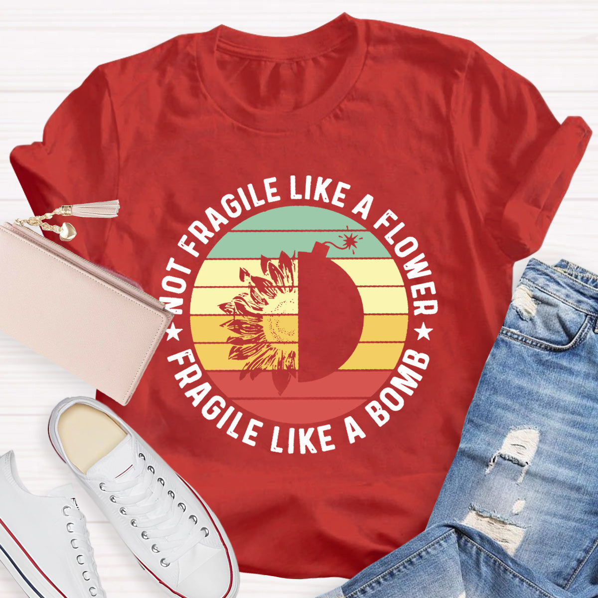 Fragile Like A Bomb Girl Power Teacher T-Shirt