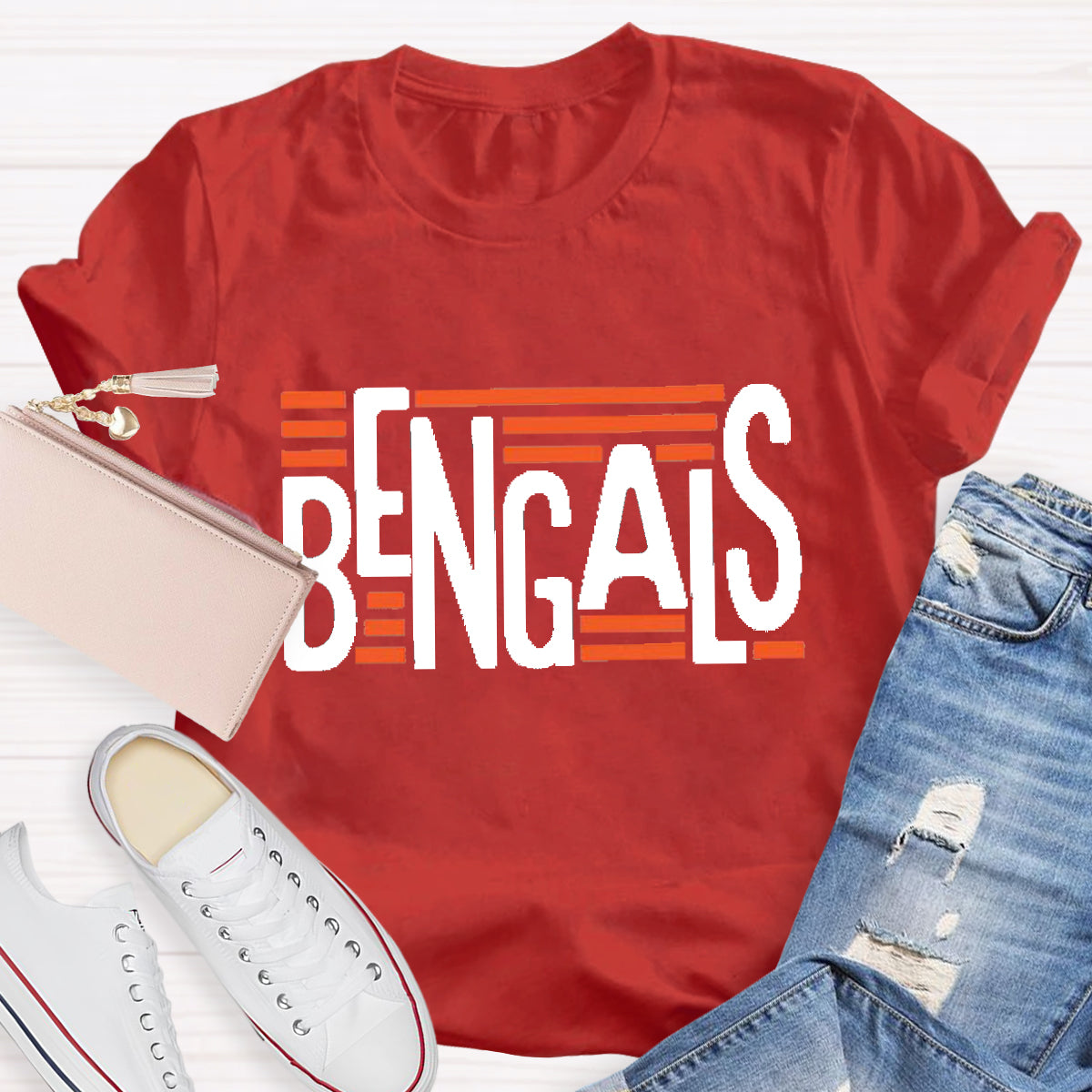 Personalized Mascot Bengals Black Letters  Teacher T-Shirt