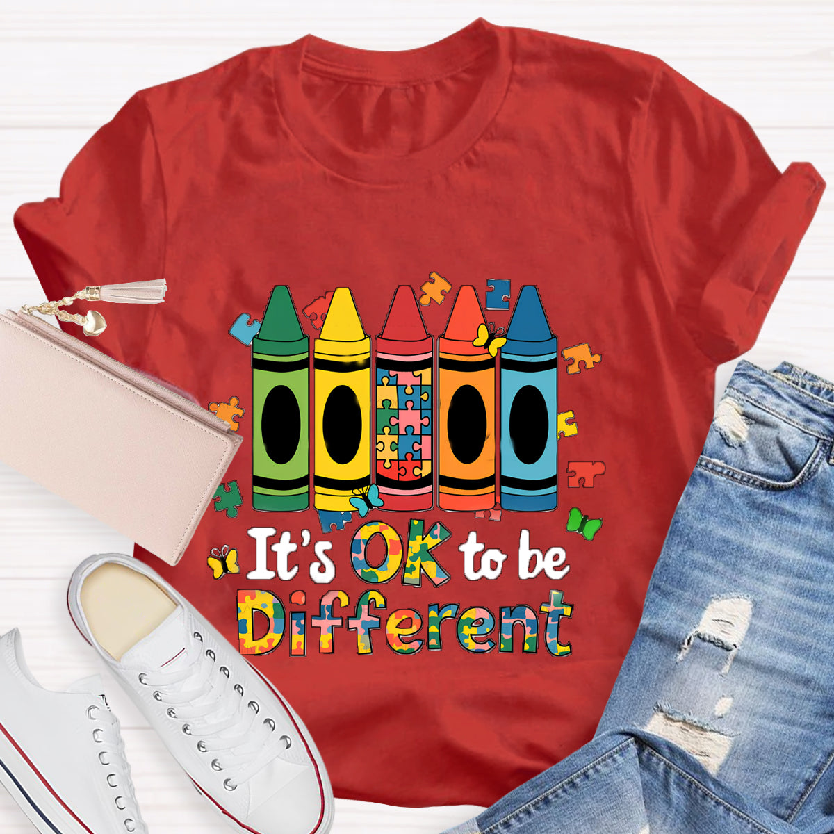 It's Ok To Be Different Colored Crayons T-Shirt