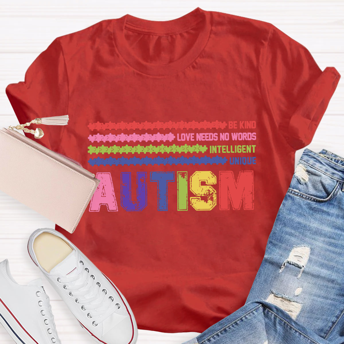 Autism Be Kind Love Need No Worlds Intelligent Unique  T-Shirt
