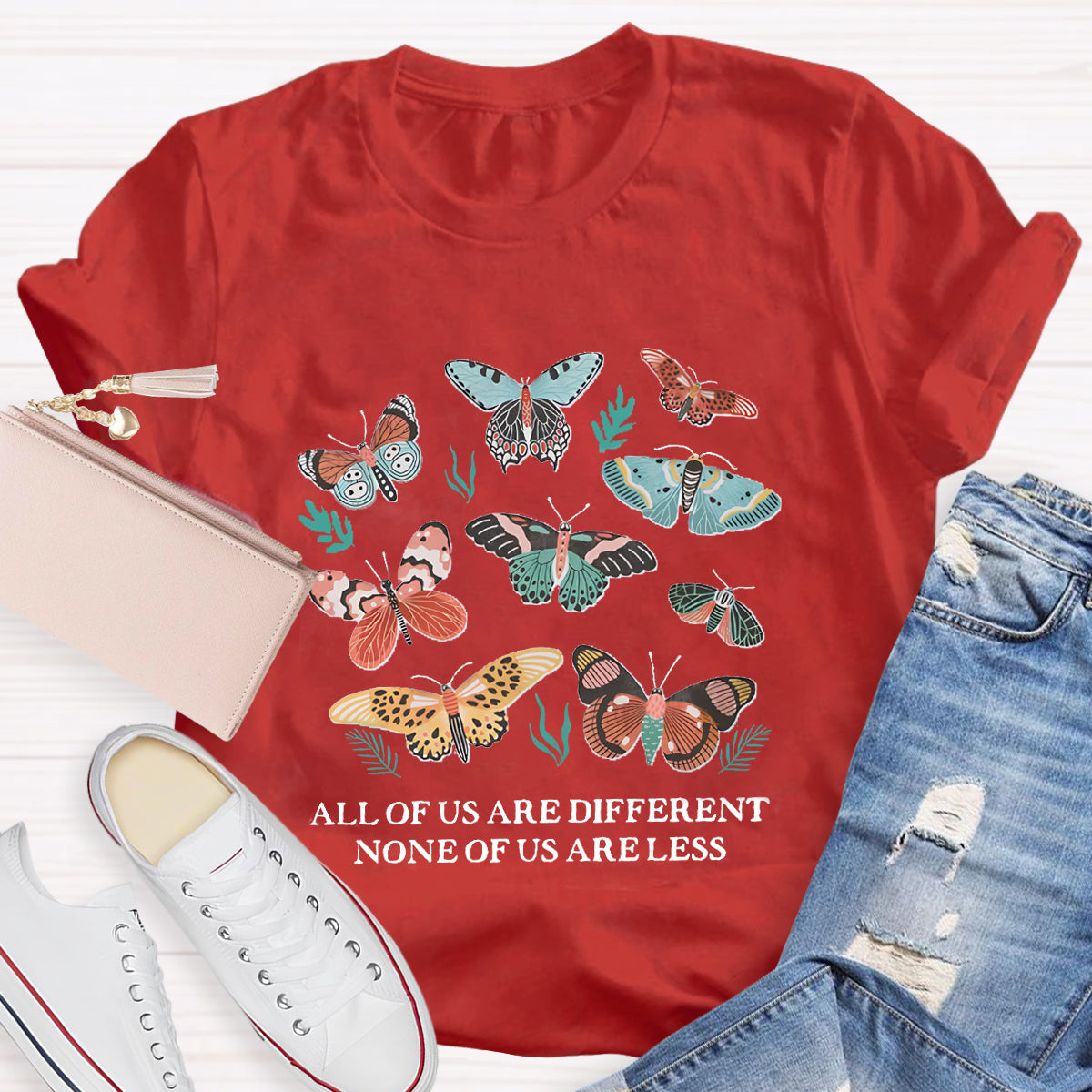 All Of Us Are Different None Of Us Are Less Butterfly T-Shirt