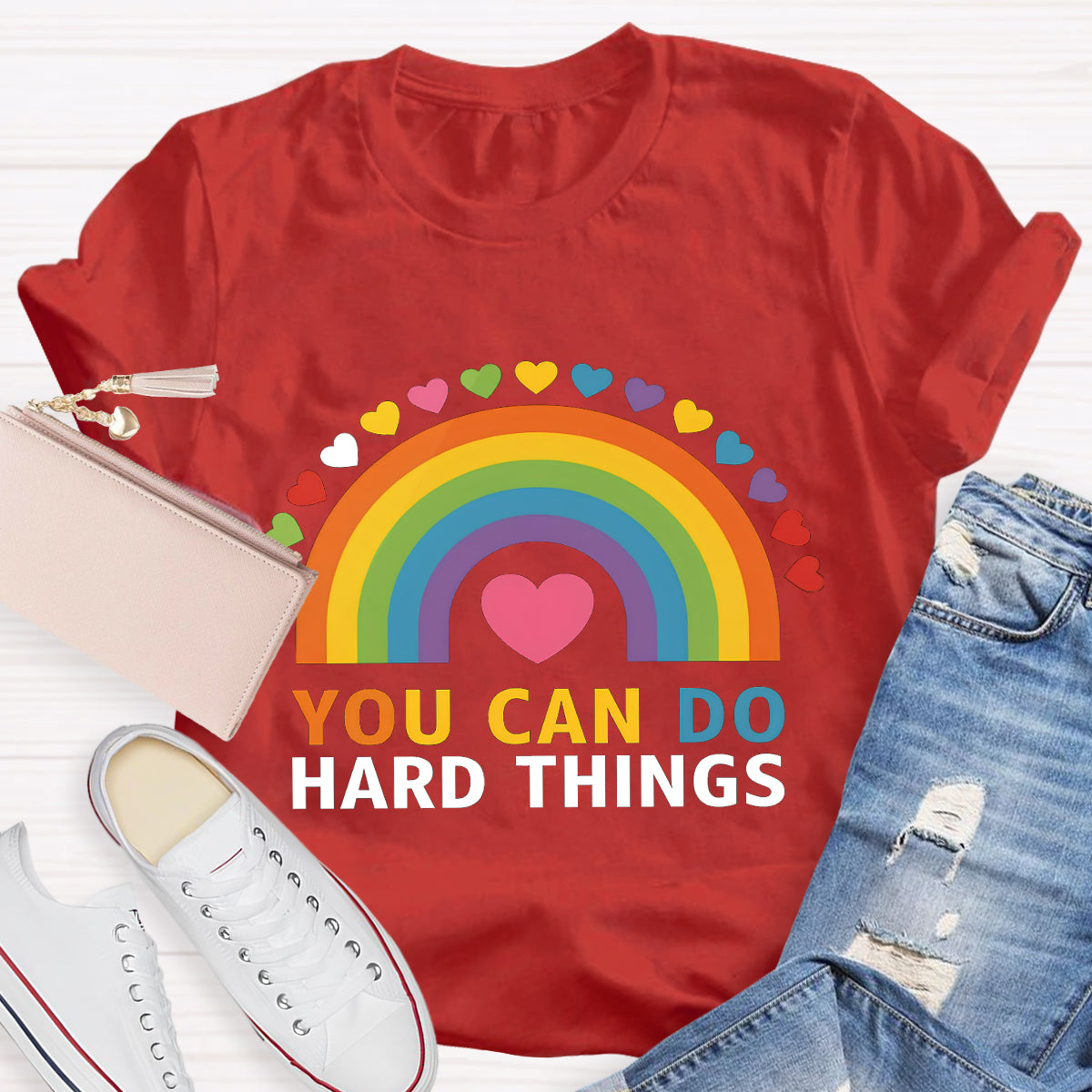 You Can Do Hard things Rainbow Teacher T-Shirt