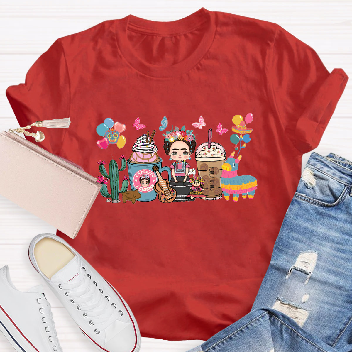 Spanish Teacher Coffee Butterfly T-Shirt
