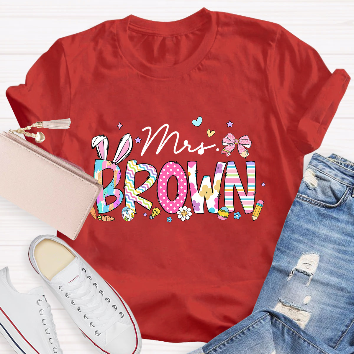 Personalized Easter Teacher Name Mrs Brown T-Shirt