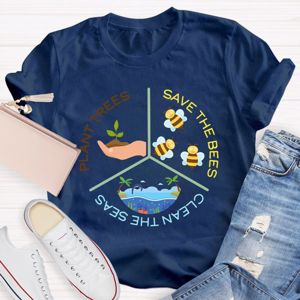 Save The Bees Plant Trees Teacher T-Shirt