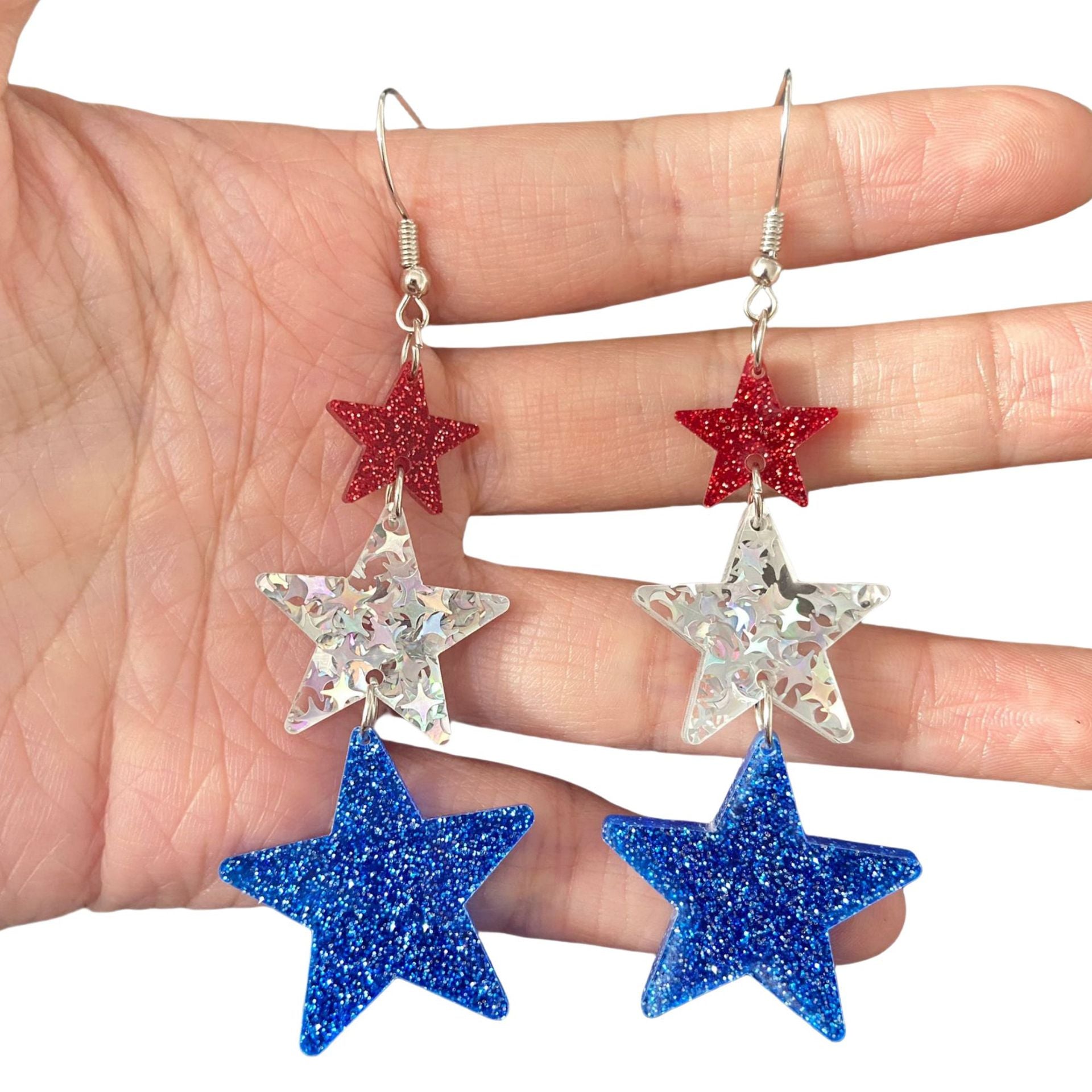 Independence Day Striped Heart Earrings