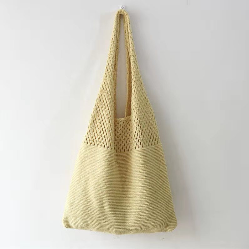 Woven Knit Solid-Color Crossbody Handbag