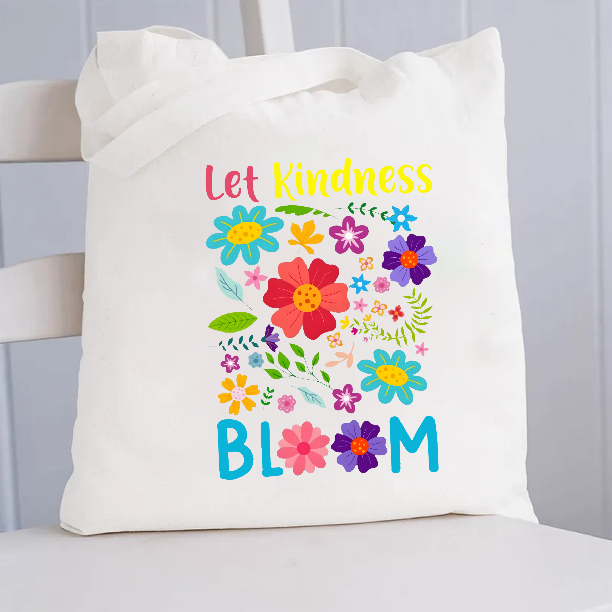 Let Kindness Bloom Floral Canvas Tote Bag