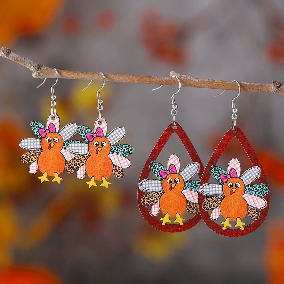 Autumn Harvest Thanksgiving Cute Turkey Earrings
