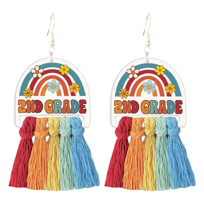 Teacher's colorful tassel earrings