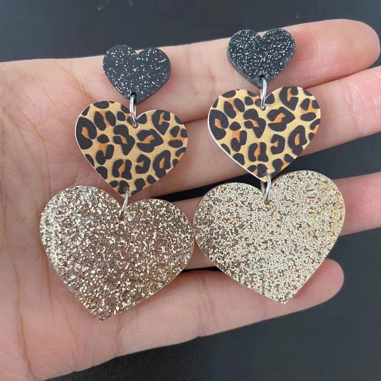 Asymmetrical Leopard Print Checkered Cow Print Earrings