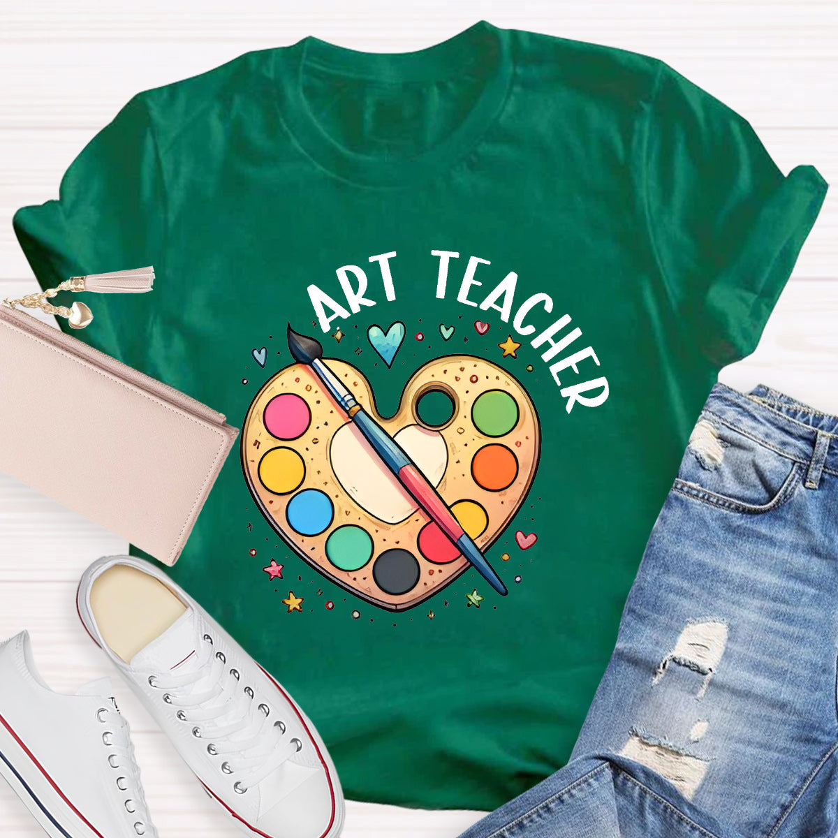 Art Teacher Heart Teacher T-Shirt
