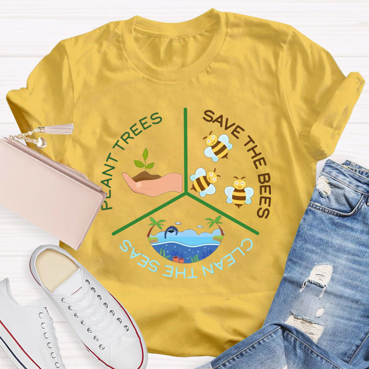 Save The Bees Plant Trees Teacher T-Shirt